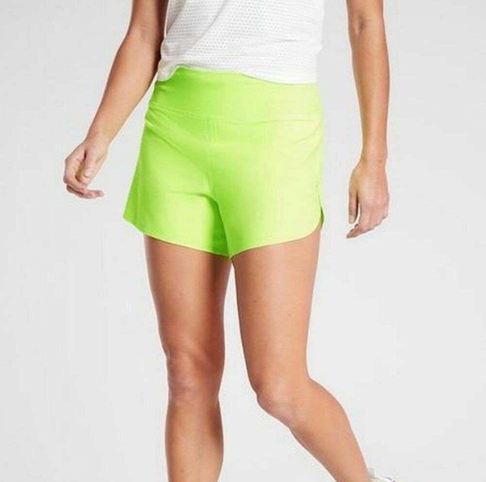 Athleta Shorts Womens XL Green Neon Run With It 3" Athletic Bright Workout Gym